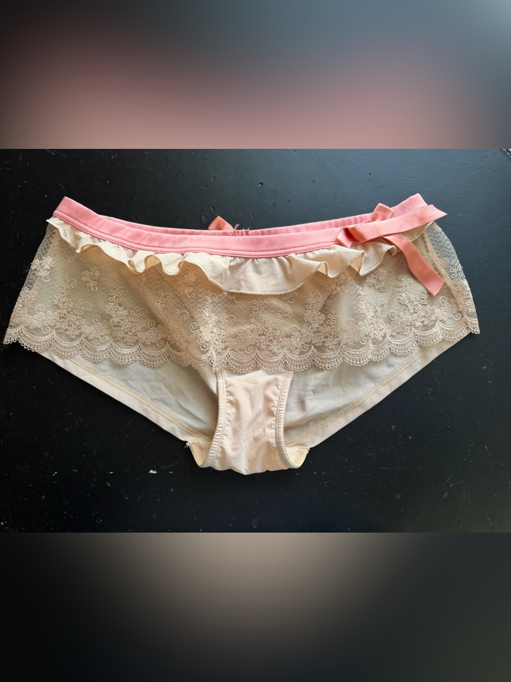 Vintage C&A Lingerie Ruffle & Lace Hipster Panties - Sz 36/38 (US S